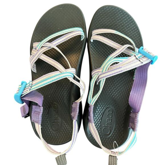 Chaco Sandals Size 4 ZX/1 EcoTread Sandal Big Kid Vary Purple Rose Double Strap - Picture 9 of 10